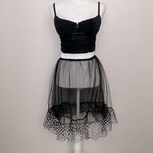 Black sheer tulle polka dot ruffle tutu
